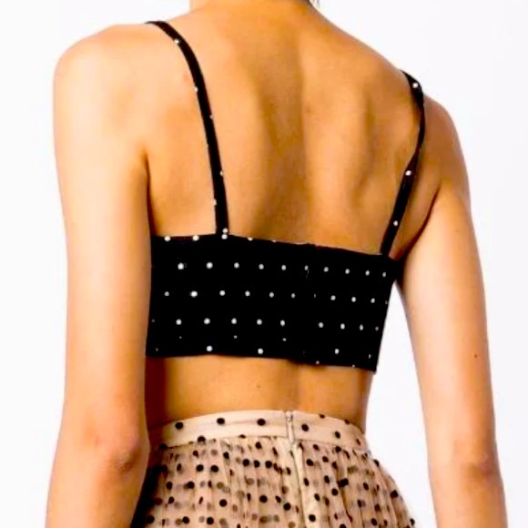 Macgraw Abby Embroidered Black & White Polka-dot Crop Top Size 4 - Picture 4 of 10